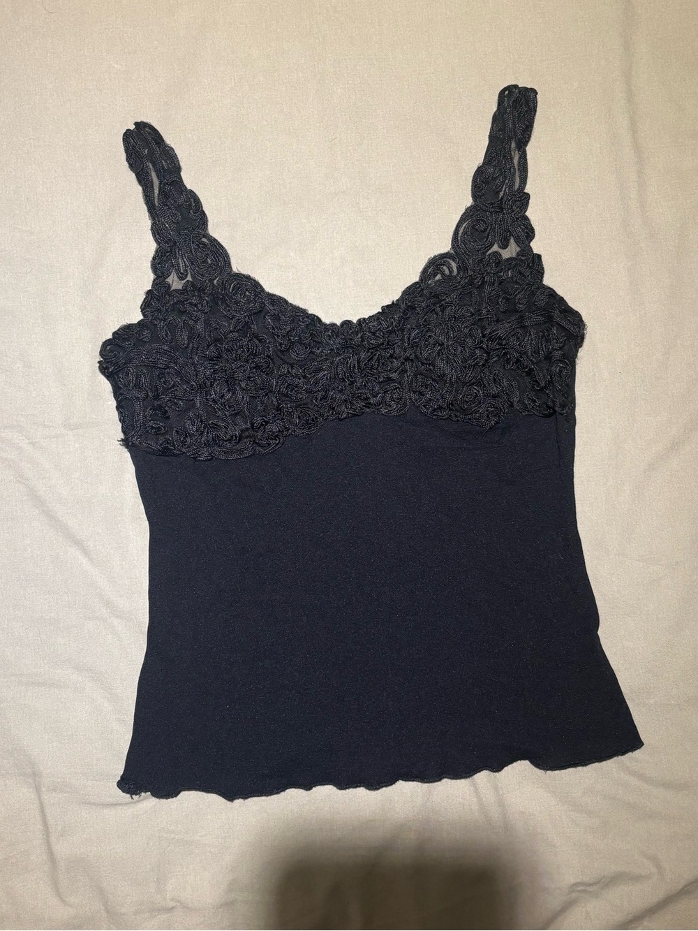 Black Lace-Trim Camisole Tank Top